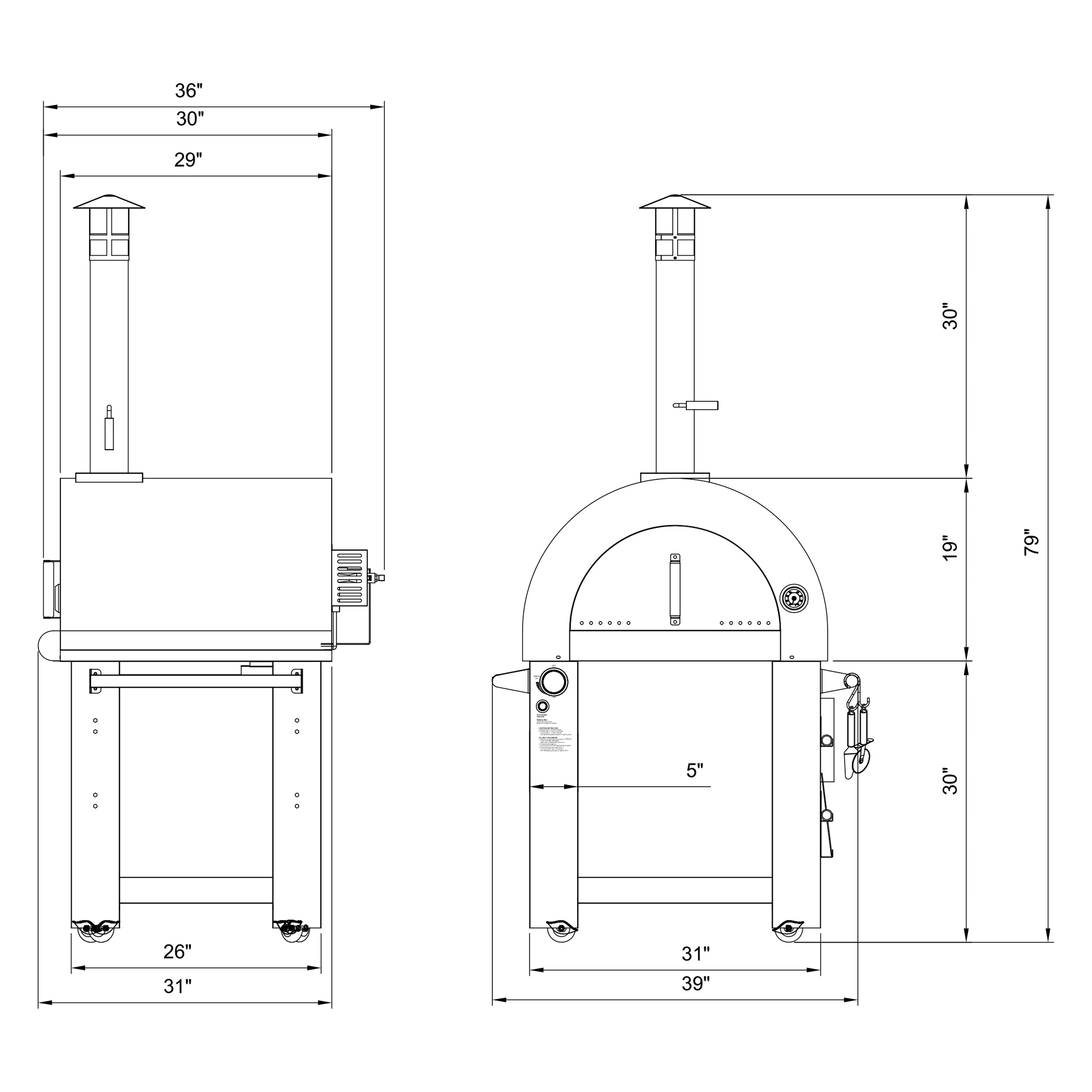 Empava PG03 Outdoor Wood Fired and Gas Pizza Oven showcasing its stainless steel design and cooking area.