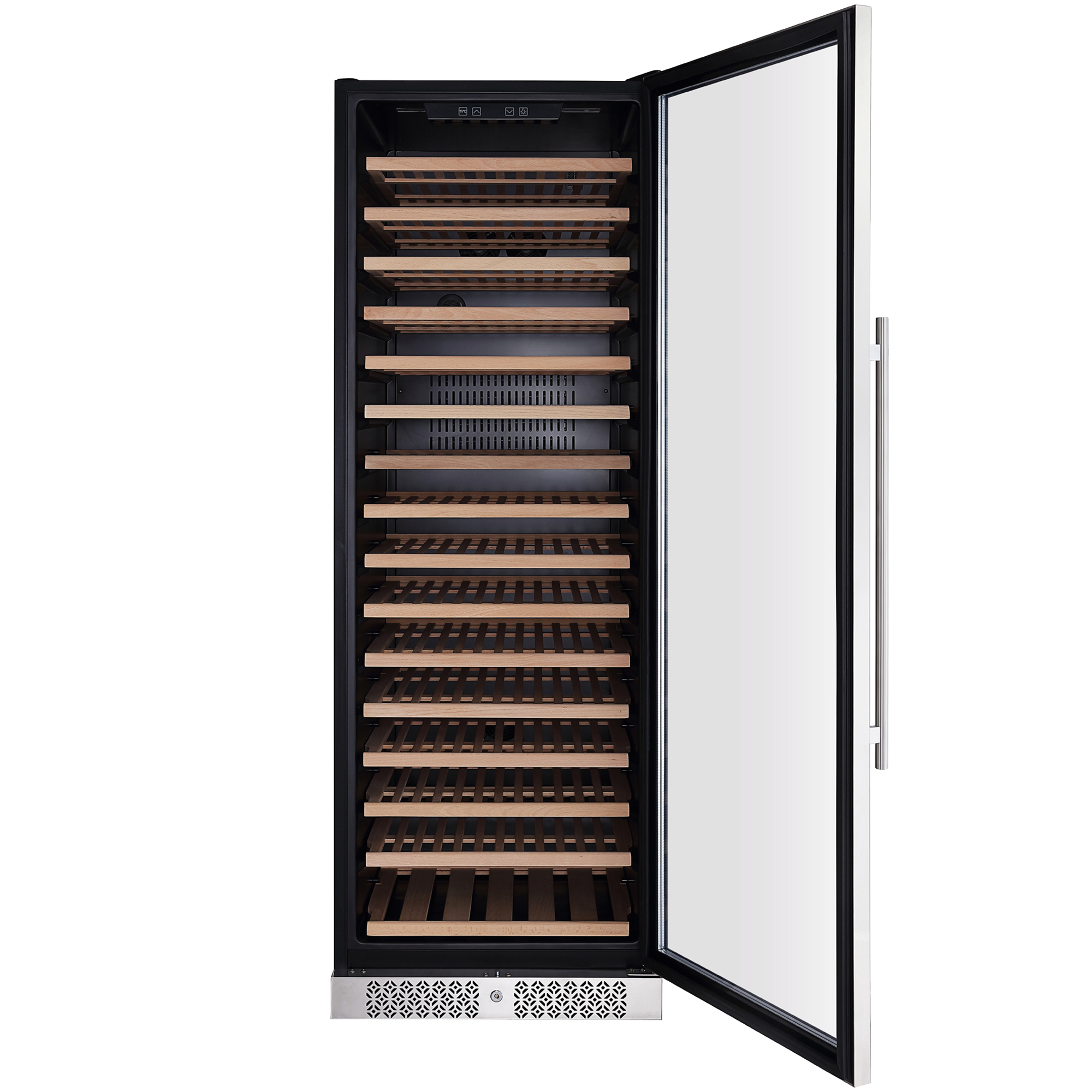 Empava WC07S Wine Cooler, a tall 70-inch wine fridge with a sleek design, showcasing its spacious interior for storing up to 171 bottles of wine.