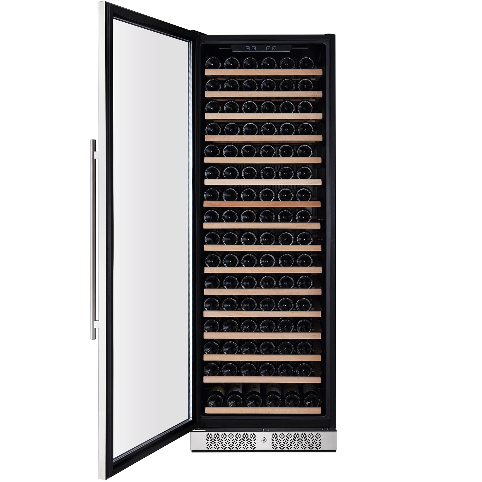 Empava WC07S Wine Cooler, a tall 70-inch wine fridge with a sleek design, showcasing its spacious interior for storing up to 171 bottles of wine.