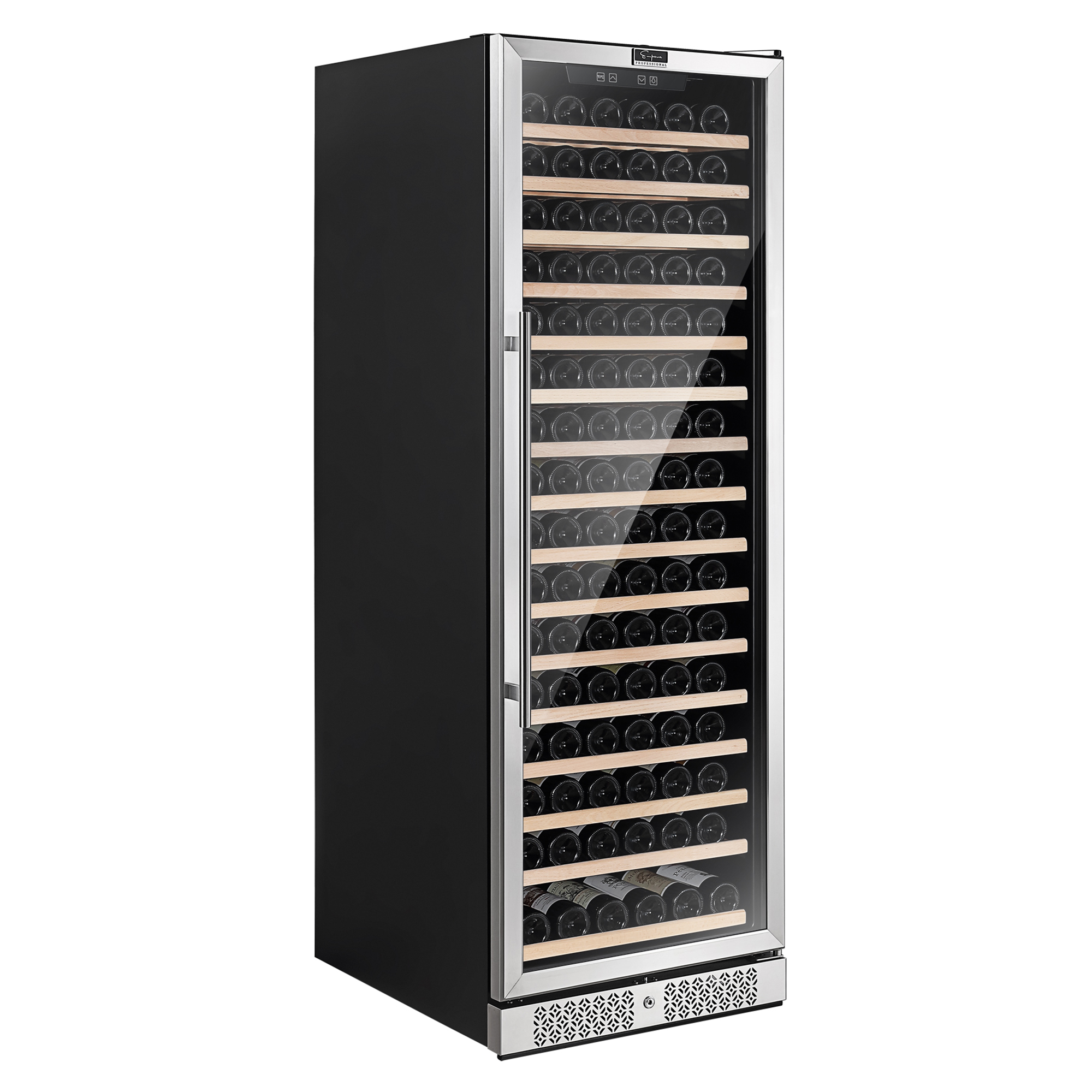 Empava WC07S Wine Cooler, a tall 70-inch wine fridge with a sleek design, showcasing its spacious interior for storing up to 171 bottles of wine.