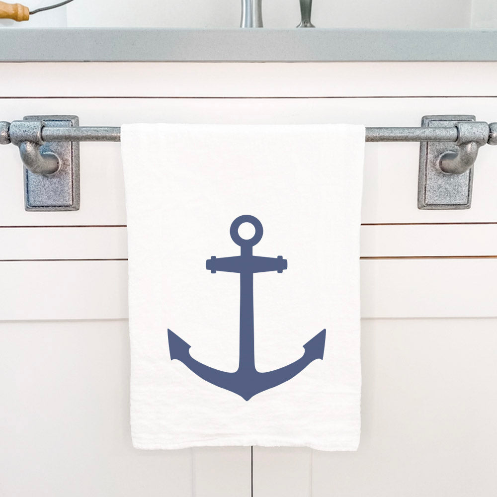 Fisherman's Anchor Cotton Tea Towel featuring a vibrant nautical design, perfect for drying dishes and adding charm to your kitchen.