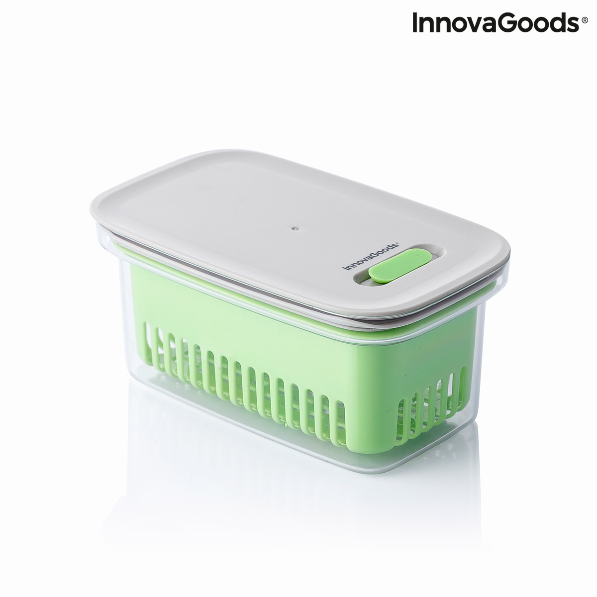 Transparent food storage container.