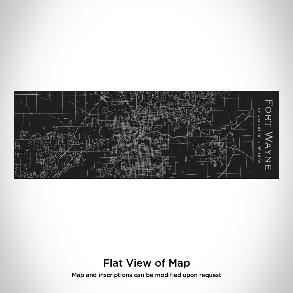 Matte black insulated cup featuring a custom engraved map of Fort Wayne, Indiana with coordinates.