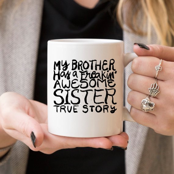 Funny Brother Mug featuring a humorous design, crafted from high-grade ceramic, suitable for coffee or tea.