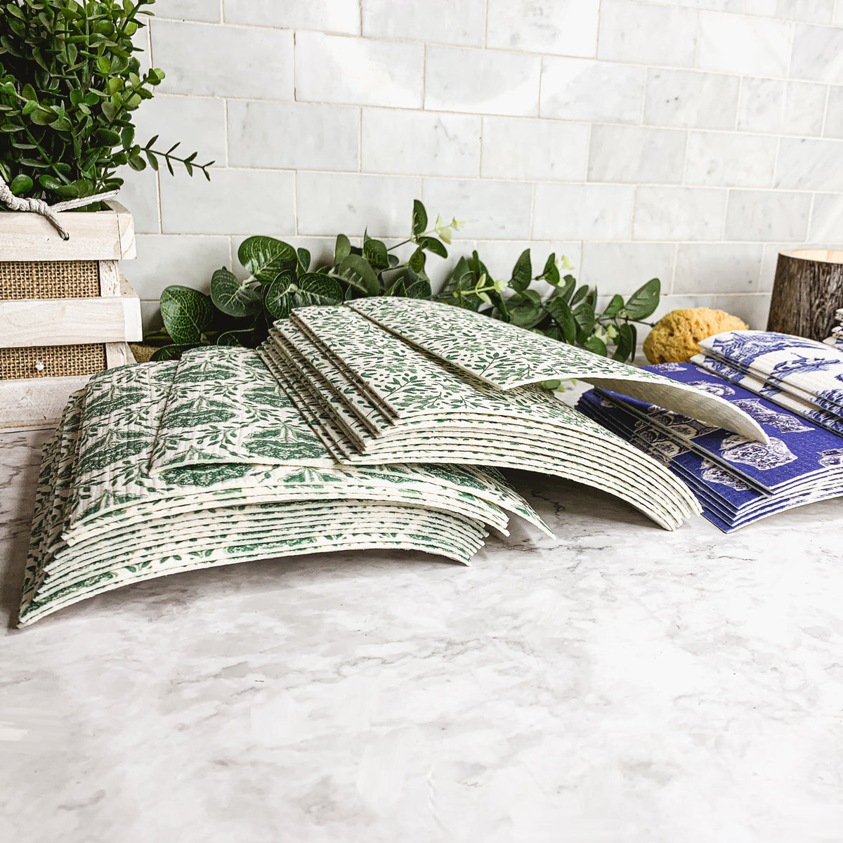 Garden Multipurpose Eco Cloth in three stylish designs, made from biodegradable cellulose and cotton, perfect for eco-friendly cleaning.