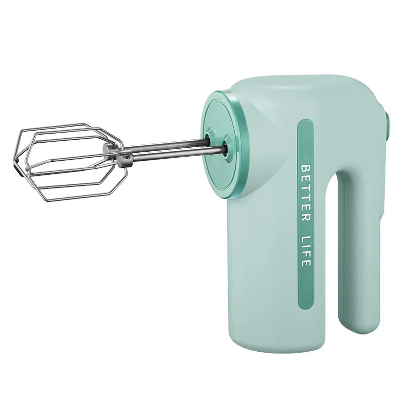 Handheld Electric Food Mixer Machine in white, featuring a sleek design and double-headed mixing rods for efficient blending.