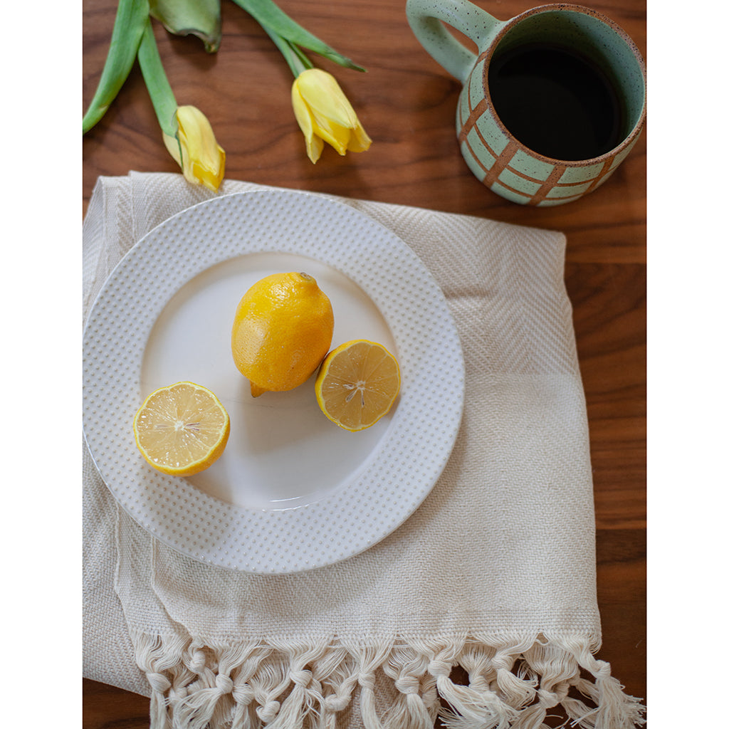 Herringbone Turkish Hand Towel showcasing hand-knotted fringe edges and elegant design, made from 100% Turkish cotton.