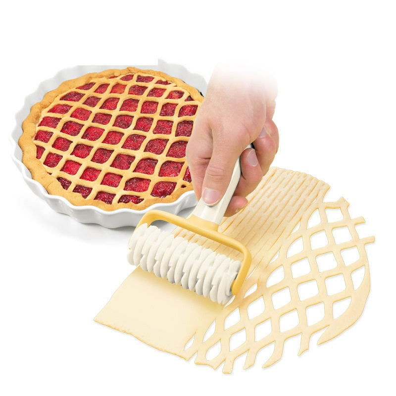 Kitchen Pizza Roller Pin with a smooth surface and ergonomic handle, designed for creating lattice patterns in pastries.