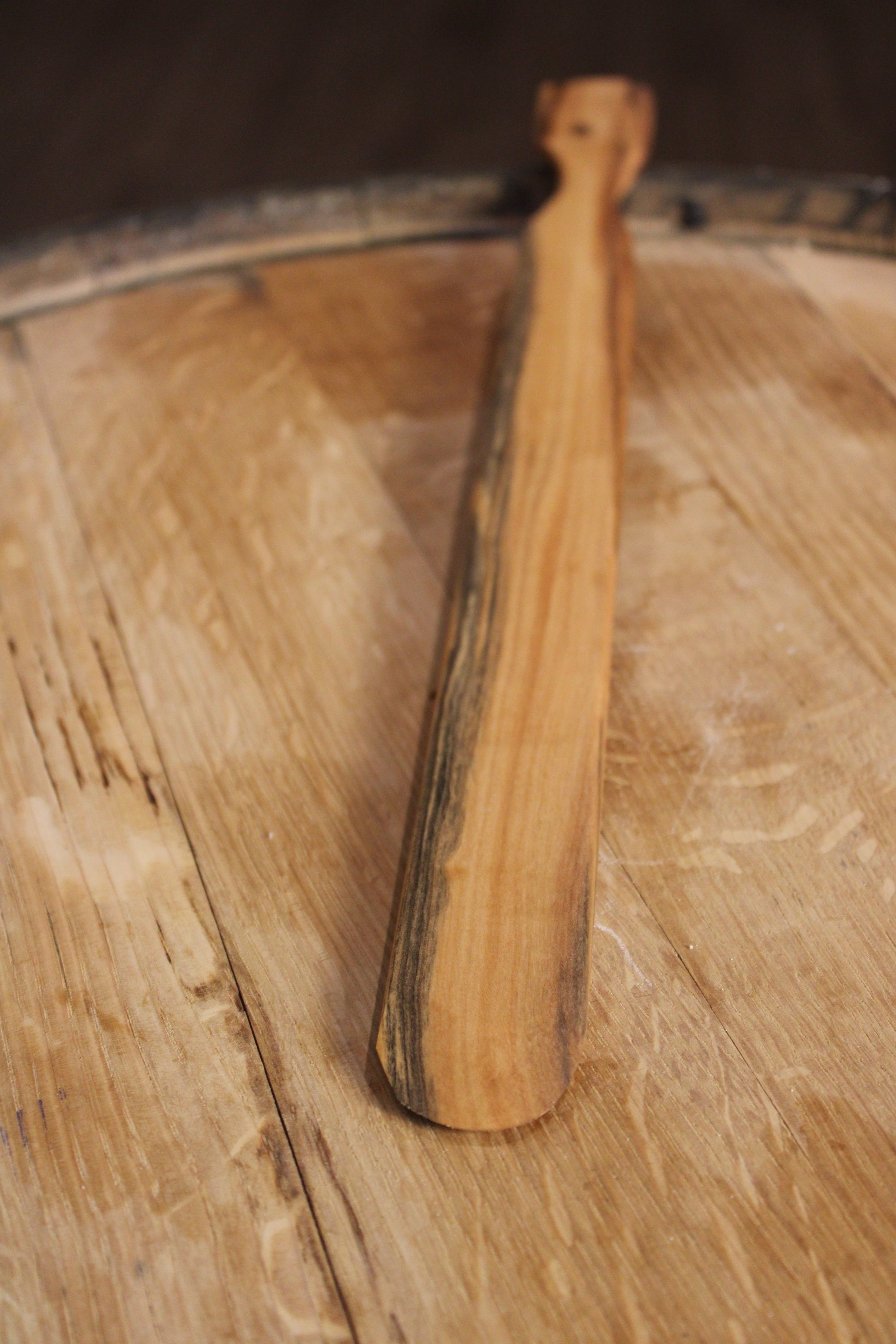 An 18-inch Lefse Stick made from high-quality maple lumber, featuring a tapered tip and smooth edges, ideal for rolling out dough.