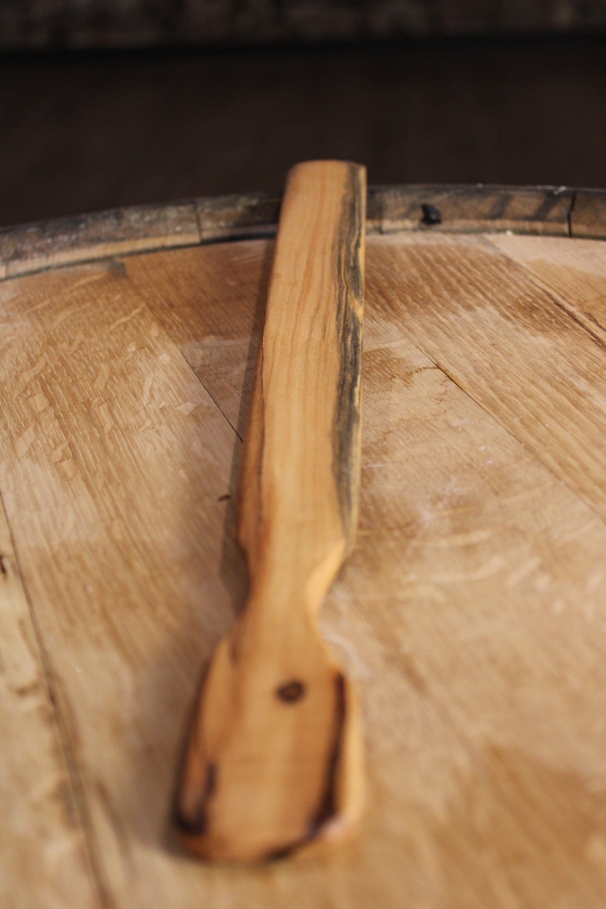 An 18-inch Lefse Stick made from high-quality maple lumber, featuring a tapered tip and smooth edges, ideal for rolling out dough.