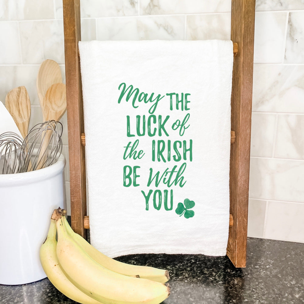 Luck of the Irish Cotton Tea Towel featuring vibrant colors and intricate design, perfect for kitchen use.