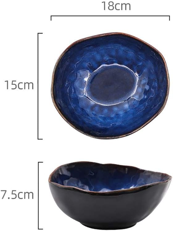 Maana Bowl featuring dark blue ceramic with golden stripes, elegantly designed for serving and decoration.