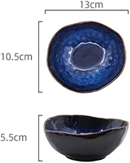 Maana Bowl featuring dark blue ceramic with golden stripes, elegantly designed for serving and decoration.