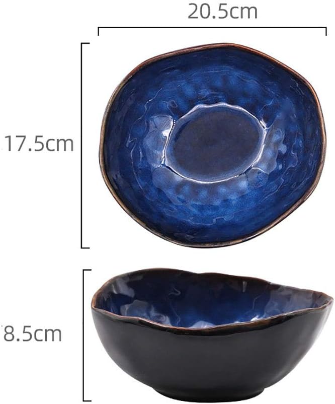 Maana Bowl featuring dark blue ceramic with golden stripes, elegantly designed for serving and decoration.