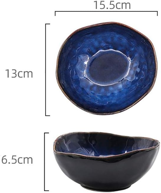 Maana Bowl featuring dark blue ceramic with golden stripes, elegantly designed for serving and decoration.