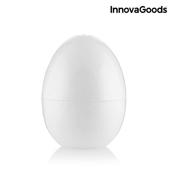 Microwave Egg Boiler Boilegg InnovaGoods with eggs and recipe booklet, showcasing its compact design and BPA-free materials.