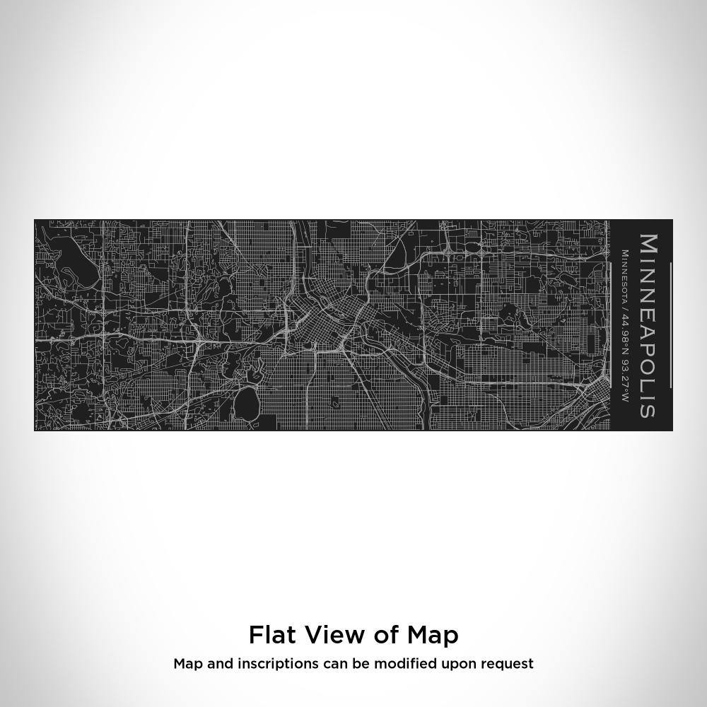 Matte black insulated cup featuring a custom engraved map of Minneapolis, Minnesota with coordinates.