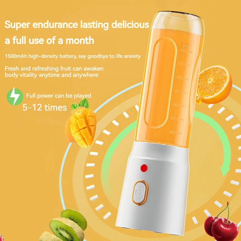 Mini Portable Blender Electric Fruit Juicer Machine in white color, designed for making fresh juice on the go.