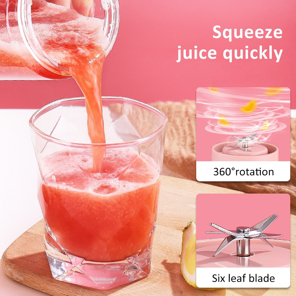 Mini Portable Blender USB Rechargeable 500ml Cup Bottle Electric with a sleek design and detachable cup for easy cleaning.