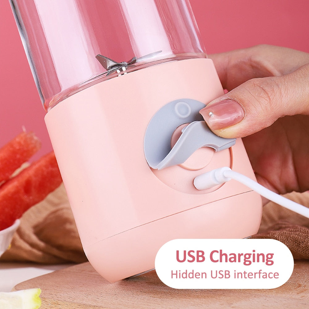 Mini Portable Blender USB Rechargeable 500ml Cup Bottle Electric with a sleek design and detachable cup for easy cleaning.