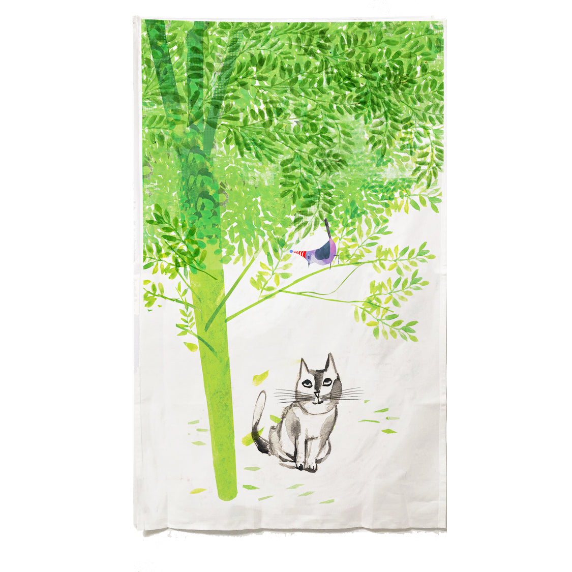 Miss You Tea Towel featuring a charming design, hemmed edges, and a hanging loop, perfect for kitchen use.