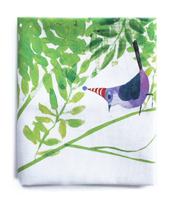 Miss You Tea Towel featuring a charming design, hemmed edges, and a hanging loop, perfect for kitchen use.