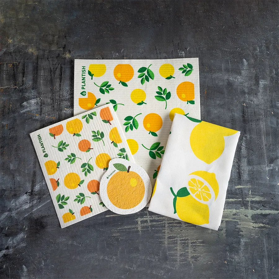 Orange XL Swedish Sponge Cloth, eco-friendly and absorbent, designed for kitchen cleaning tasks.