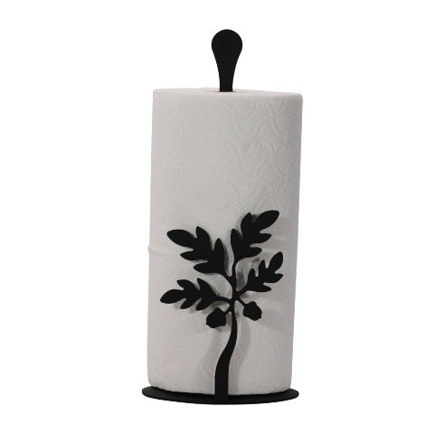 Paper towel holder with tree design.