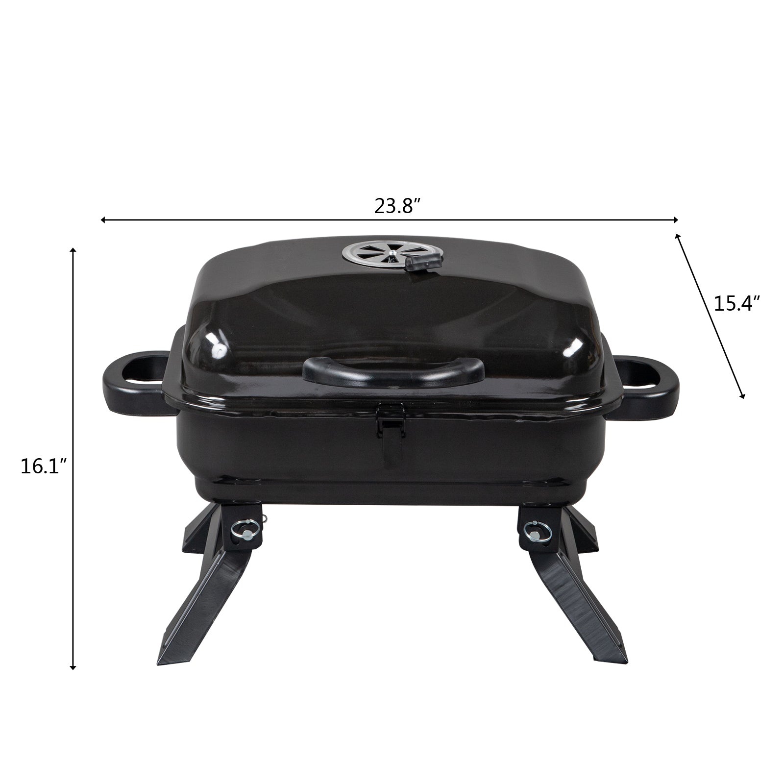 Portable Tabletop BBQ Charcoal Grill with foldable design, ideal for outdoor cooking.