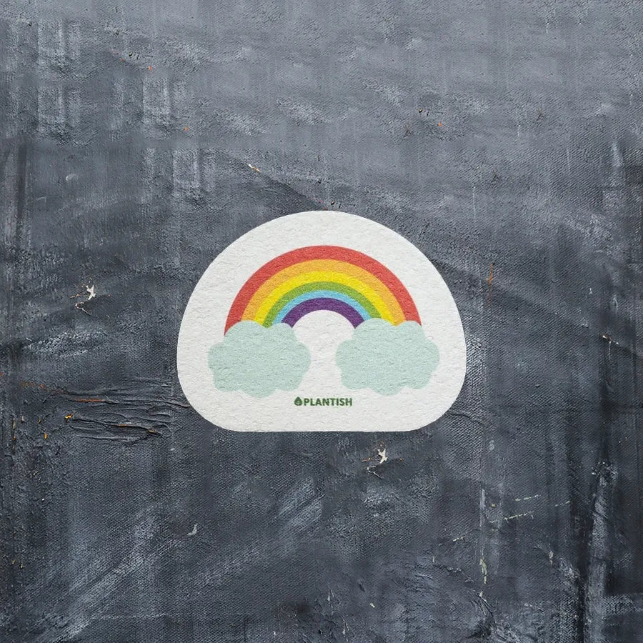 Rainbow Cloud Pop-up Sponge, a vibrant and eco-friendly kitchen cleaning tool made from 100% vegetable cellulose.