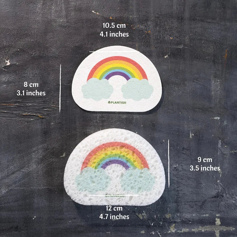 Rainbow Cloud Pop-up Sponge, a vibrant and eco-friendly kitchen cleaning tool made from 100% vegetable cellulose.