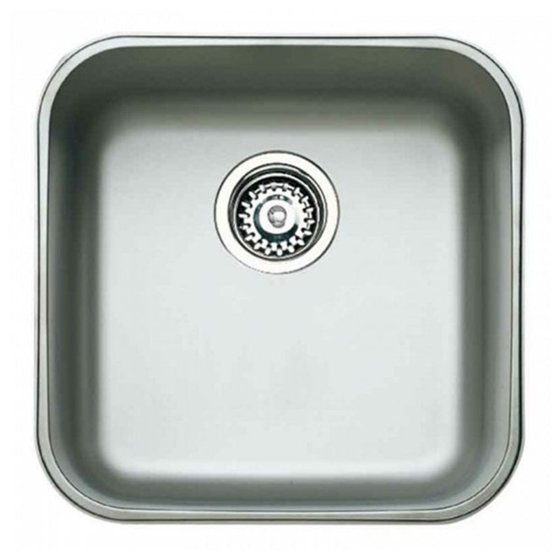 Stainless steel kitchen sink.