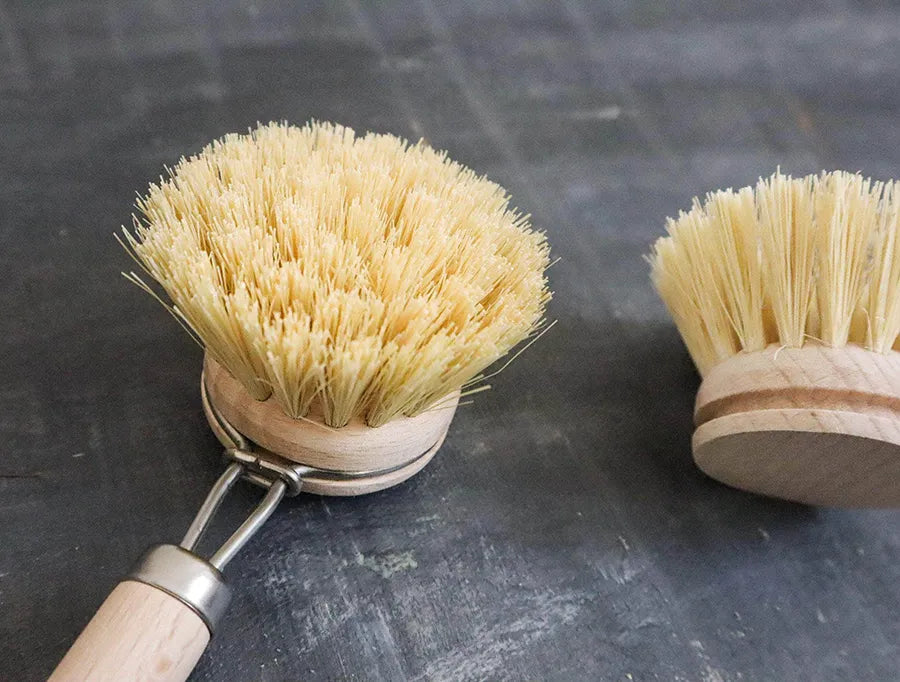 Sisal Dish Brush Refill showcasing natural sisal fibers and ergonomic design for effective cleaning.