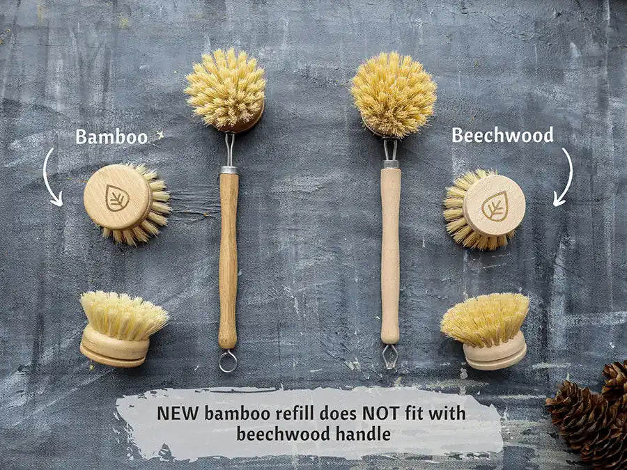 Sisal Dish Brush with a natural fiber head and ergonomic handle, ideal for eco-friendly kitchen cleaning.