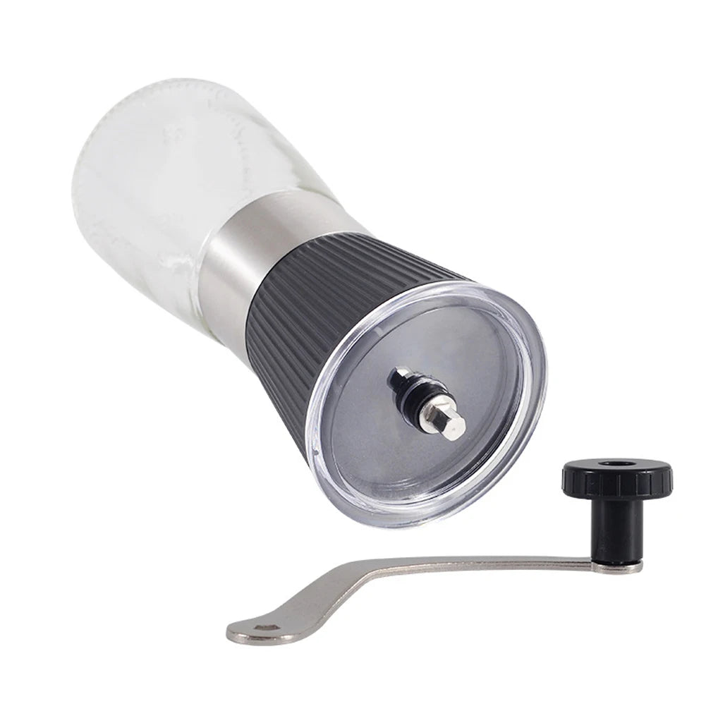 Small Coffee Powder Grinder with adjustable settings and ergonomic handle, made of durable stainless steel.