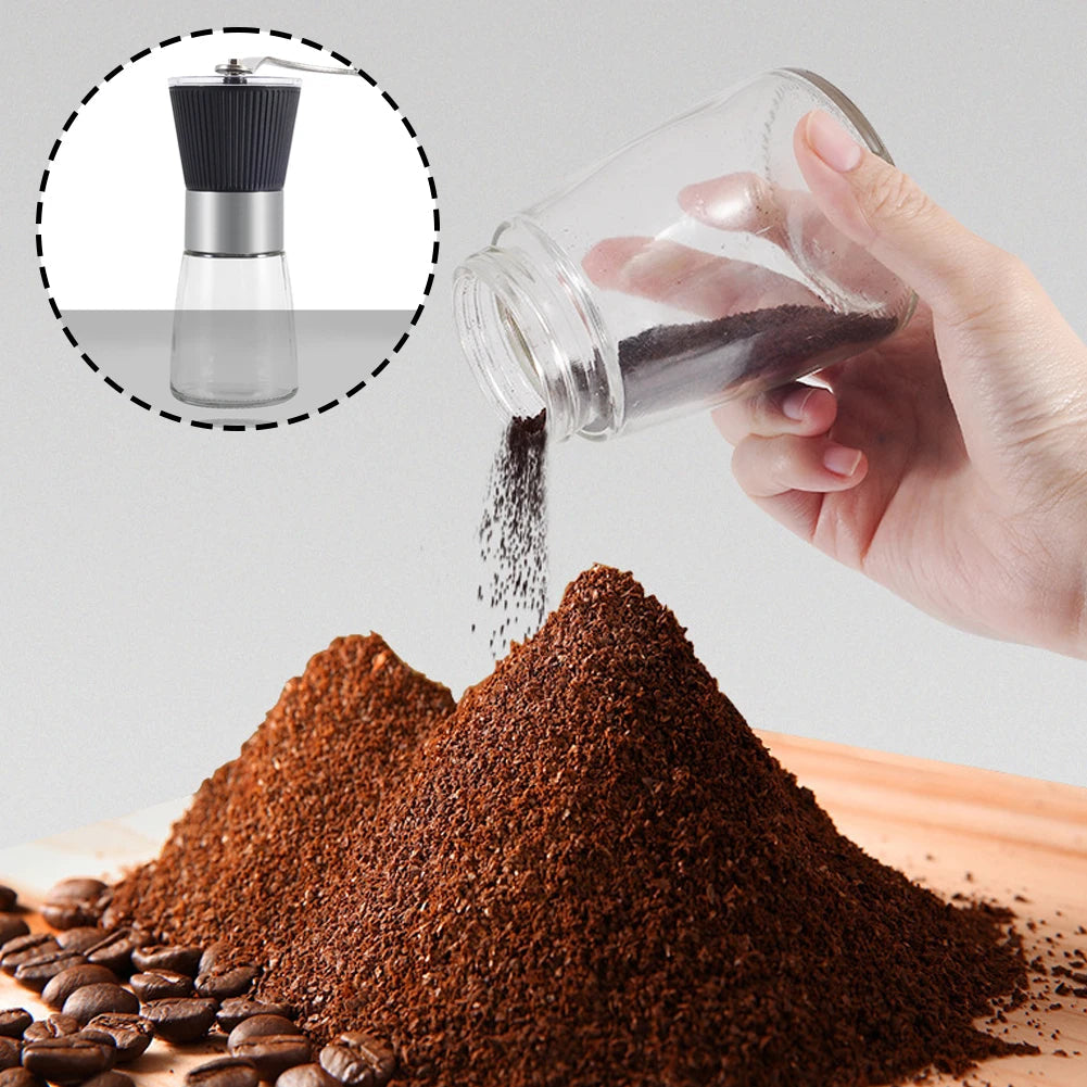 Small Coffee Powder Grinder with adjustable settings and ergonomic handle, made of durable stainless steel.