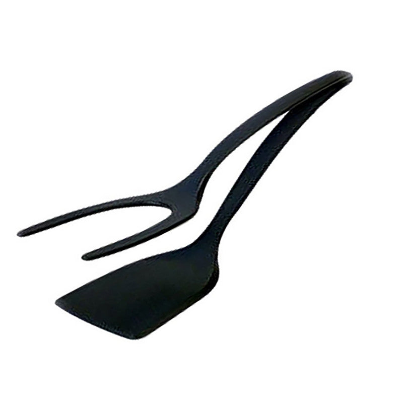 Spatula Tongs Cooking Tool made of silicone, featuring a scalloped tip for better grip, ideal for flipping eggs and other foods.