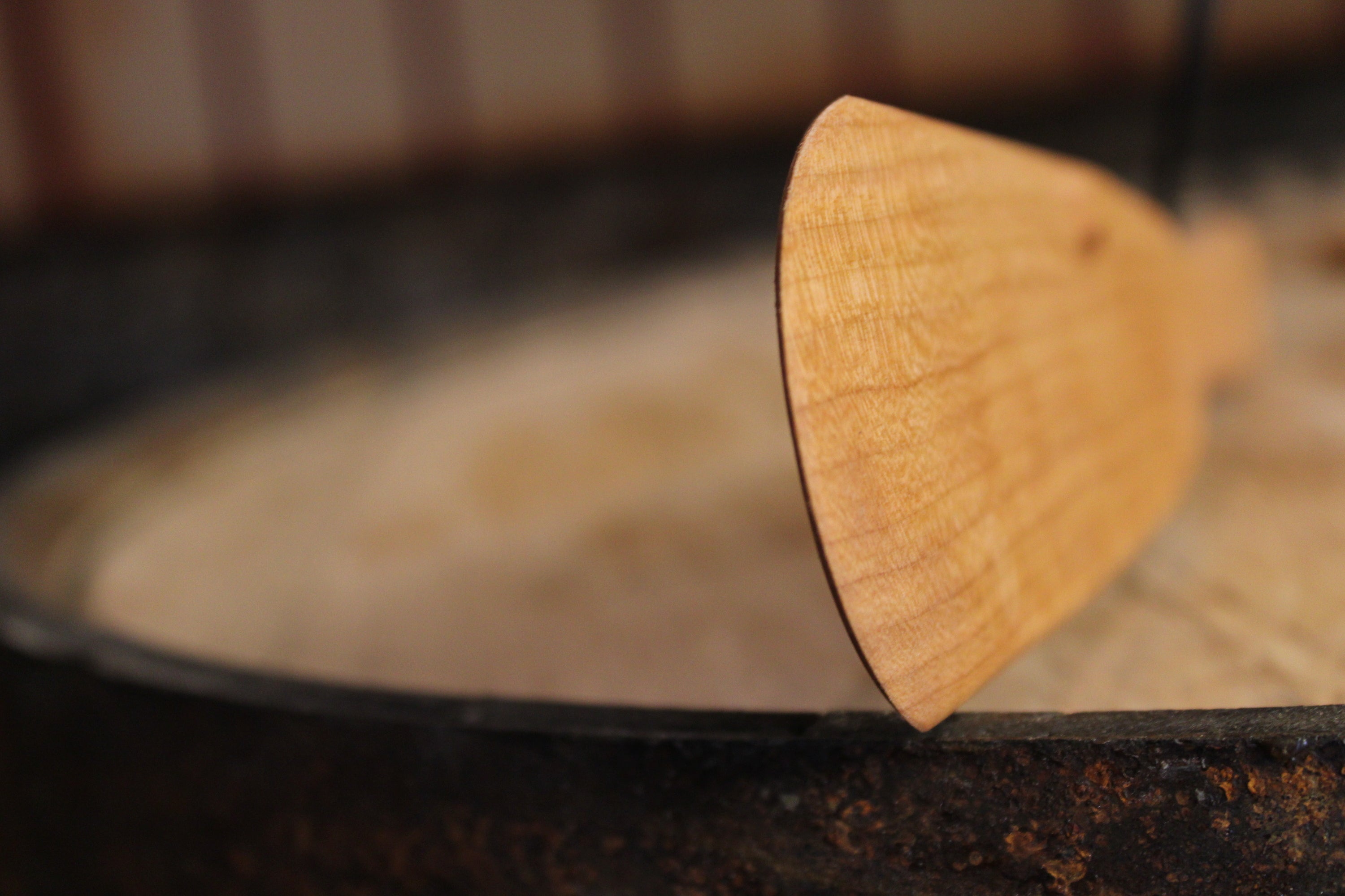 Spurtle Two Piece Set made of cherry hardwood, featuring a flat spurtle for flipping and a curved spurtle for stirring.