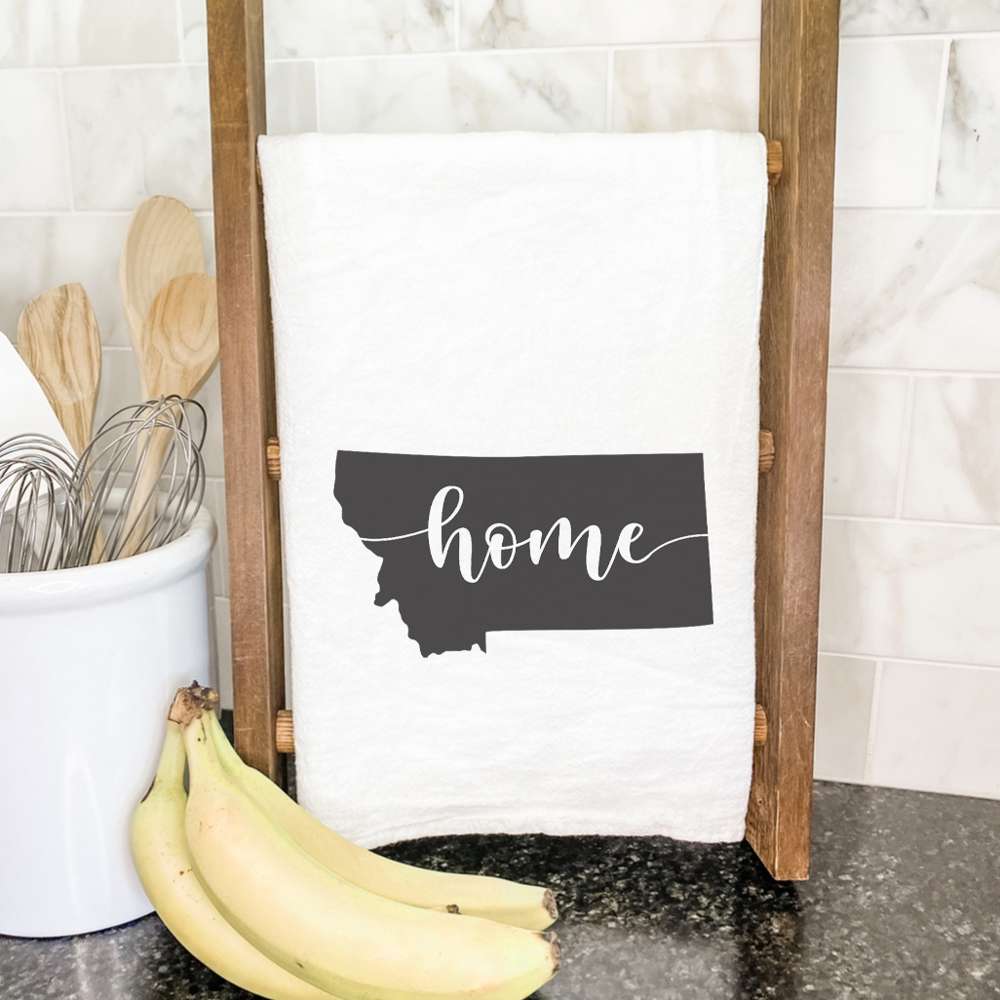 A vibrant cotton tea towel featuring state-themed designs, perfect for kitchen use.