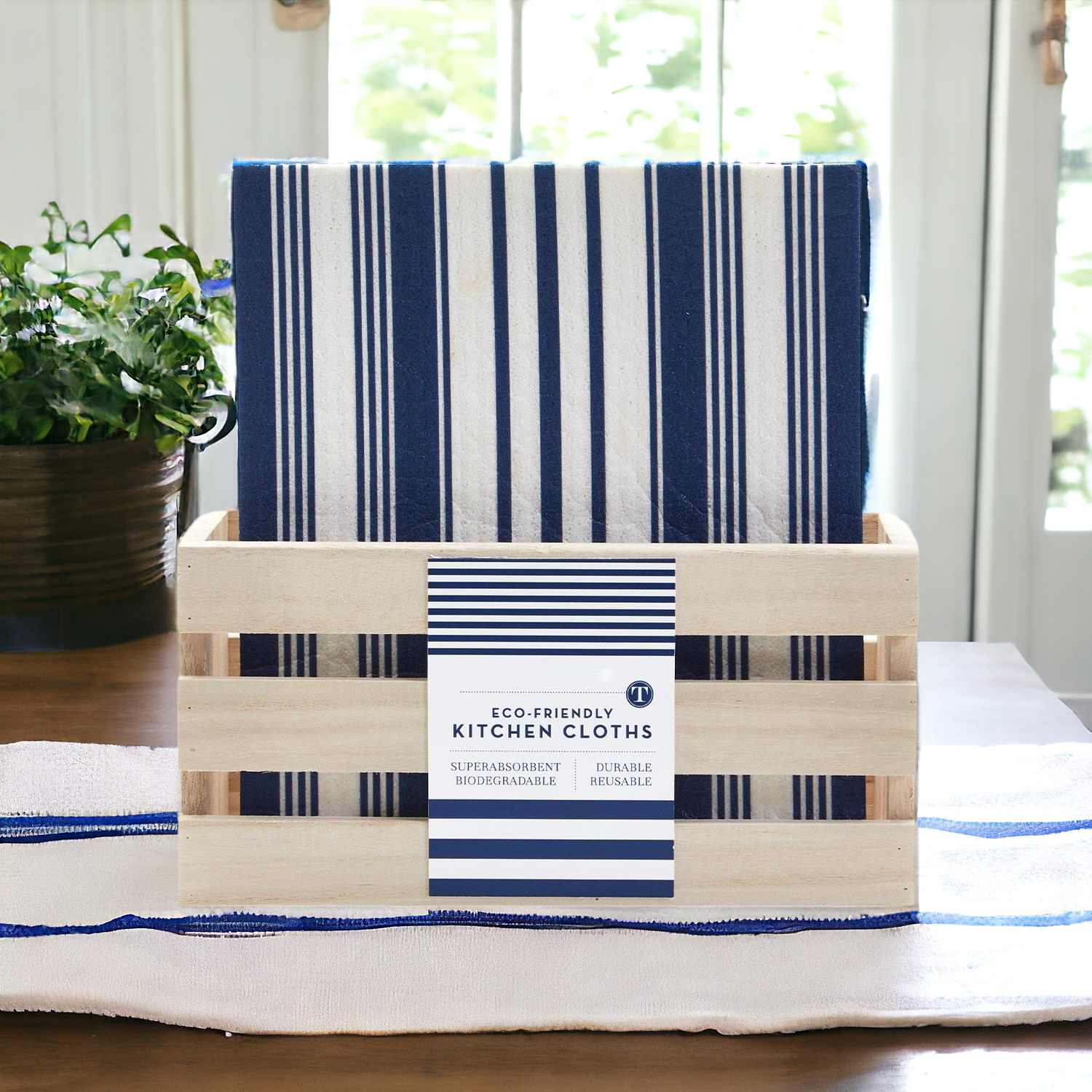 Yacht Club Biodegradable Cloth in three stylish designs, perfect for eco-friendly cleaning in kitchens and bathrooms.