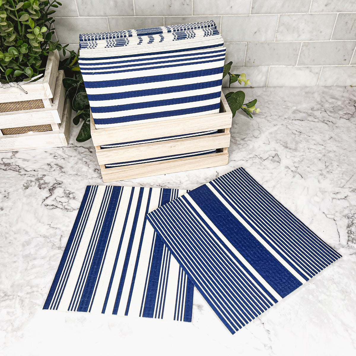 Yacht Club Biodegradable Cloth in three stylish designs, perfect for eco-friendly cleaning in kitchens and bathrooms.