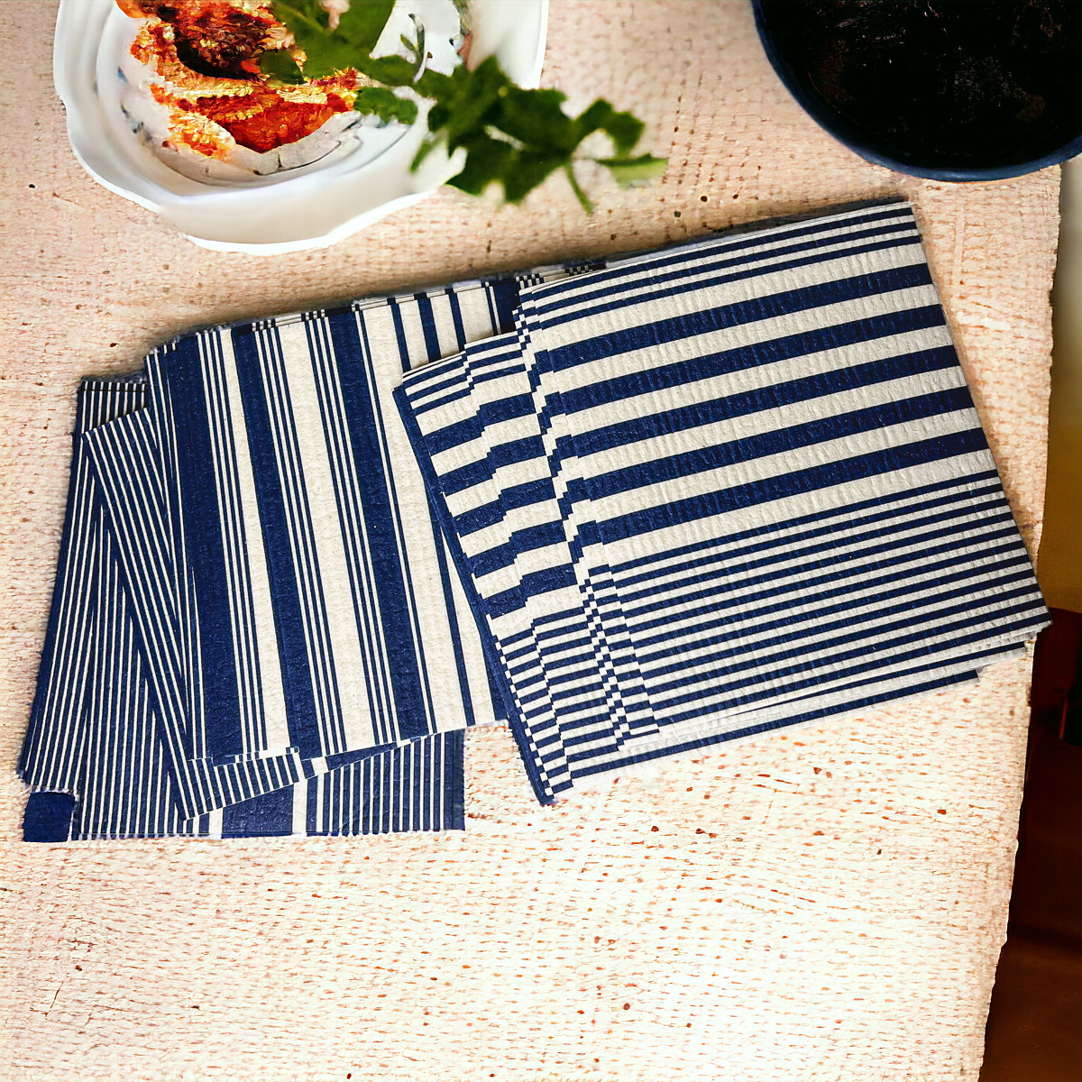 Yacht Club Biodegradable Cloth in three stylish designs, perfect for eco-friendly cleaning in kitchens and bathrooms.