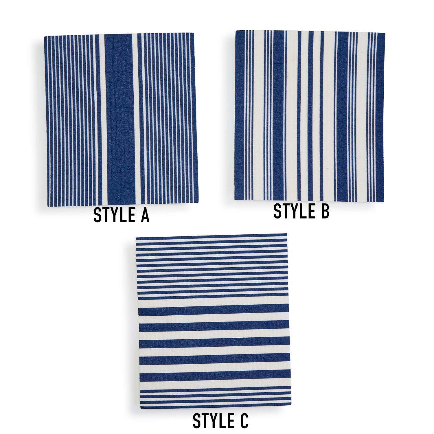 Yacht Club Biodegradable Cloth in three stylish designs, perfect for eco-friendly cleaning in kitchens and bathrooms.