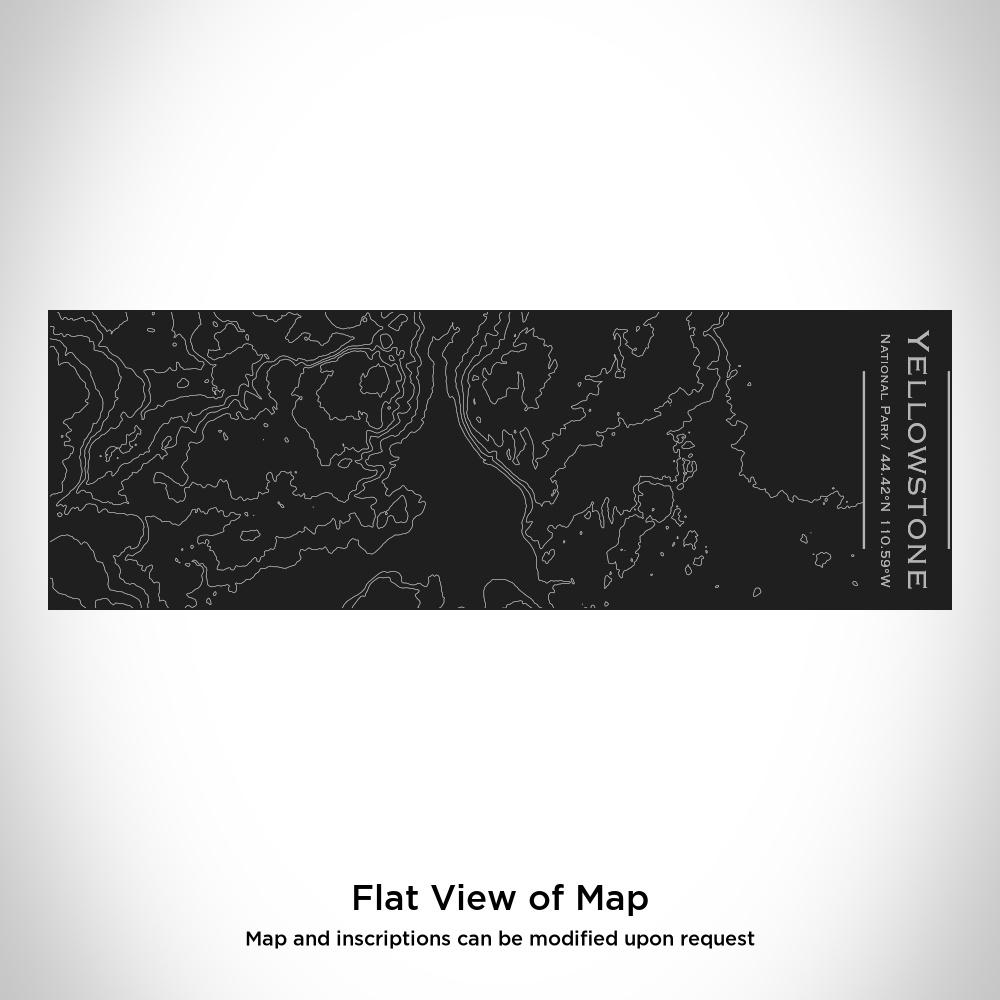 Matte black insulated cup featuring a custom engraved map of Yellowstone National Park and coordinates.