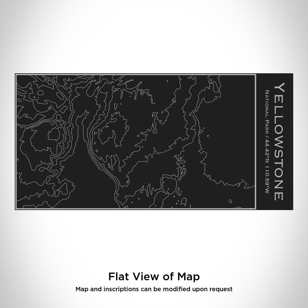 Custom engraved insulated stainless steel bottle featuring a Yellowstone National Park map in matte black finish.