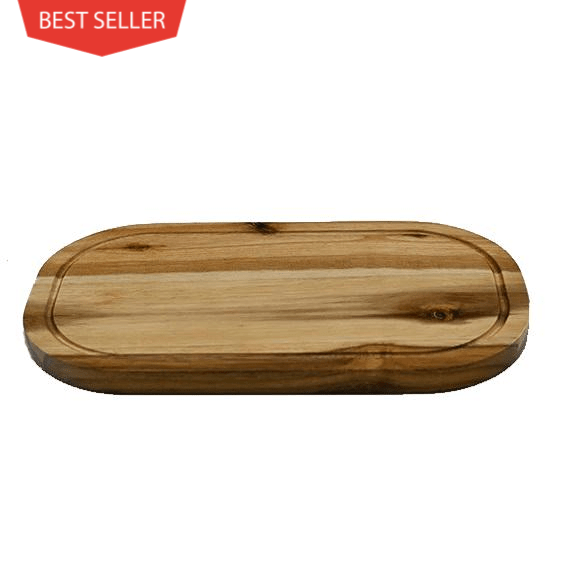 Zavis Green Acacia Wood Serving Rounded Cutting Board showcasing its elegant design and natural wood finish.