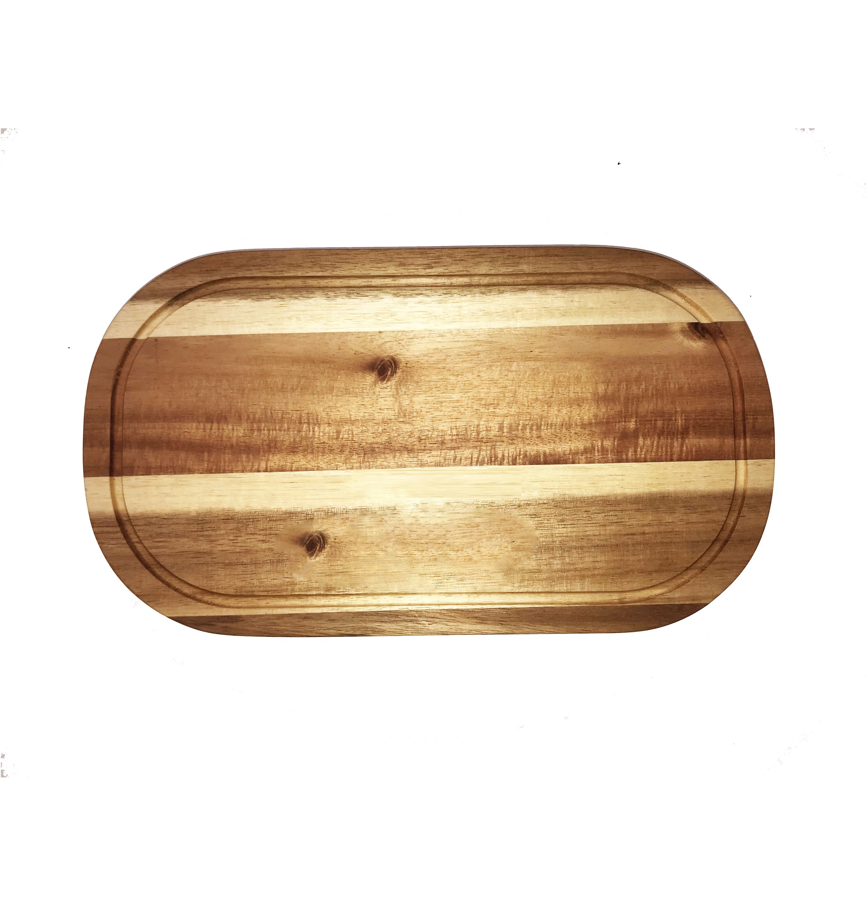 Zavis Green Acacia Wood Serving Rounded Cutting Board showcasing its elegant design and natural wood finish.