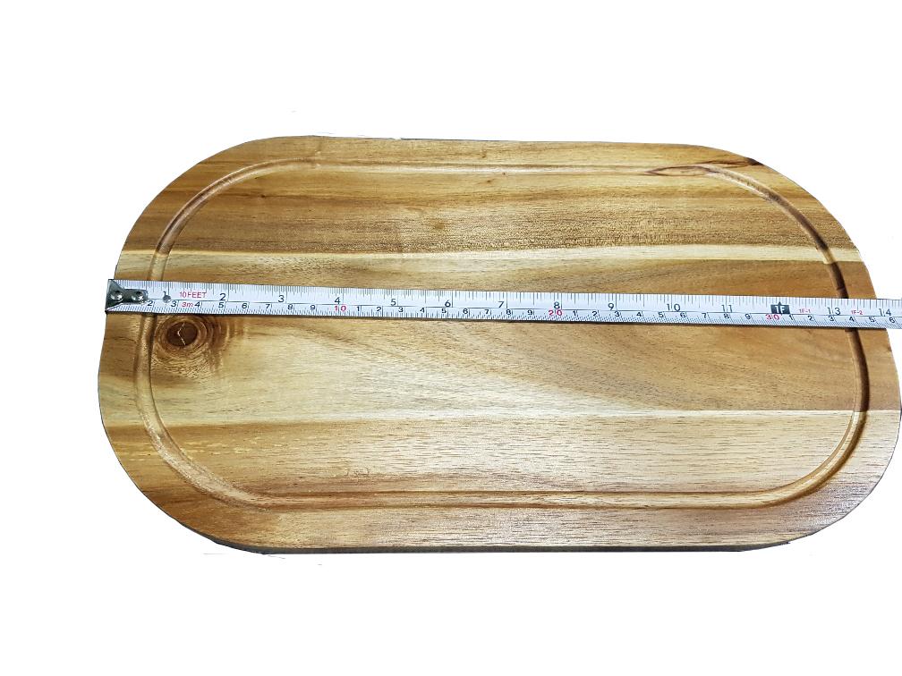 Zavis Green Acacia Wood Serving Rounded Cutting Board showcasing its elegant design and natural wood finish.