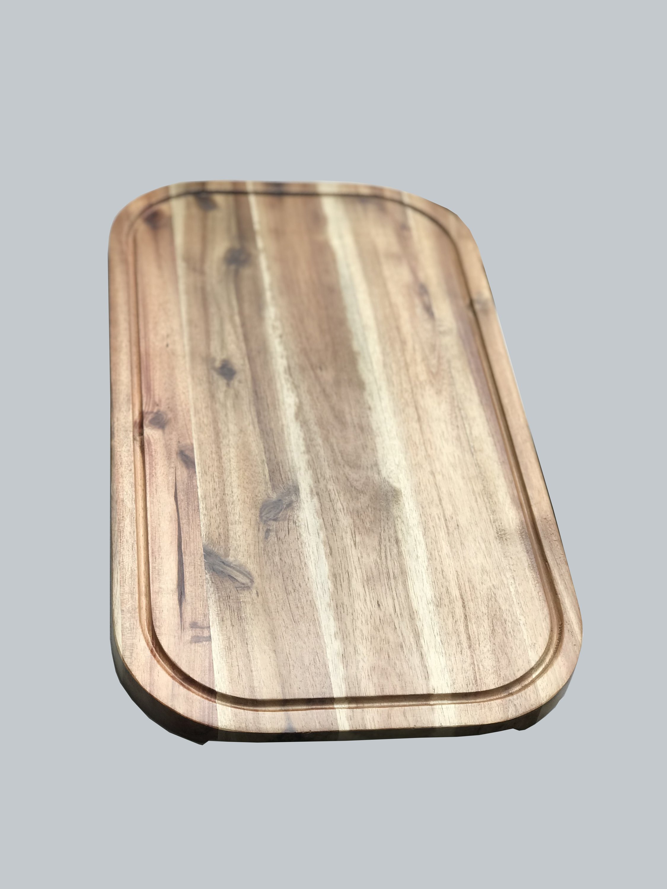 Zavis Green Acacia Wood Serving Rounded Cutting Board showcasing its elegant design and natural wood finish.