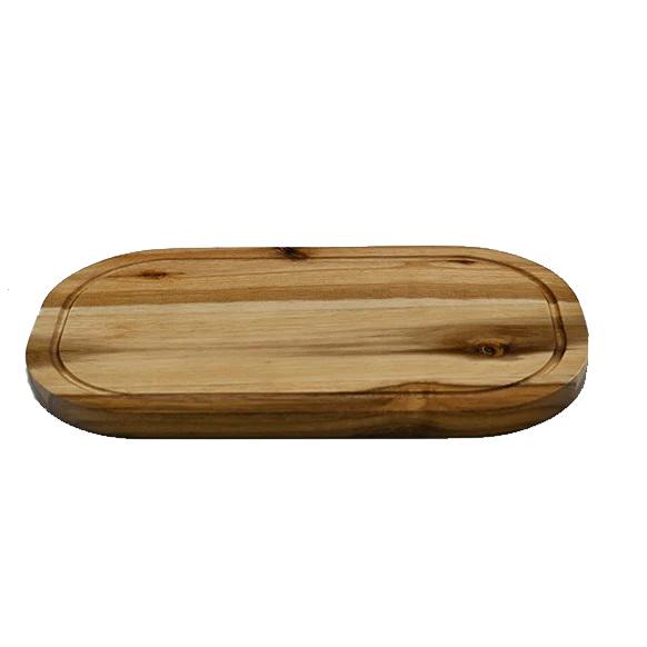 Zavis Green Acacia Wood Serving Rounded Cutting Board showcasing its elegant design and natural wood finish.